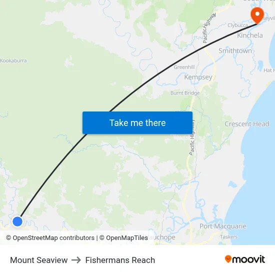 Mount Seaview to Fishermans Reach map