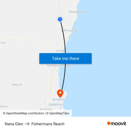 Nana Glen to Fishermans Reach map