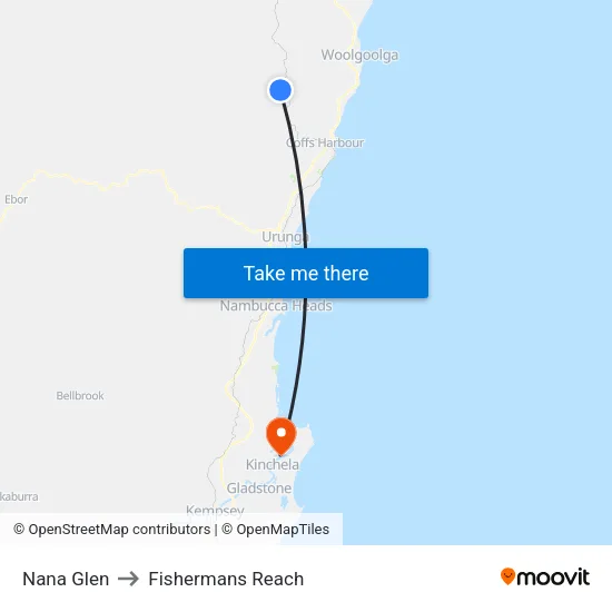 Nana Glen to Fishermans Reach map