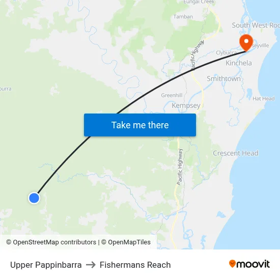 Upper Pappinbarra to Fishermans Reach map
