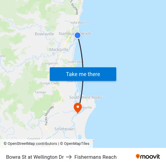Bowra St at Wellington Dr to Fishermans Reach map