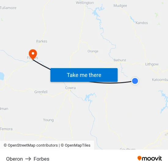 Oberon to Forbes map