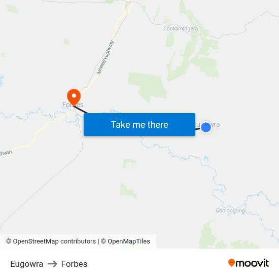 Eugowra to Forbes map