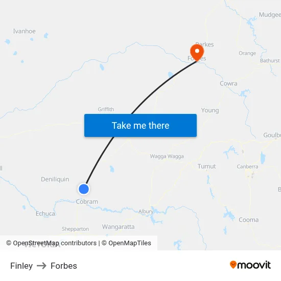 Finley to Forbes map