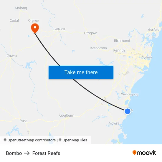 Bombo to Forest Reefs map