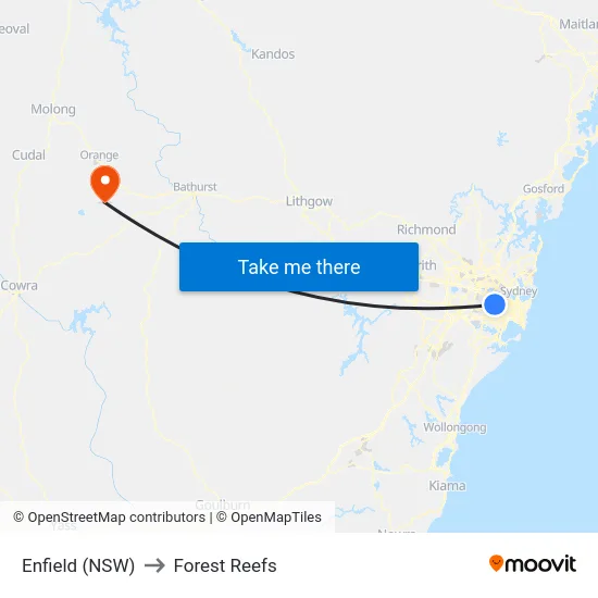 Enfield (NSW) to Forest Reefs map