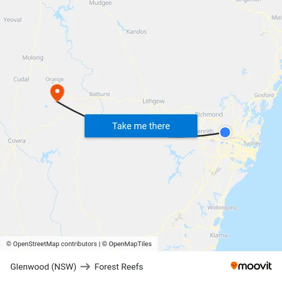 Glenwood (NSW) to Forest Reefs map