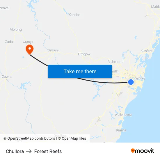 Chullora to Forest Reefs map