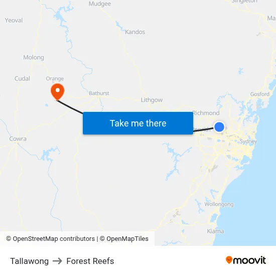 Tallawong to Forest Reefs map