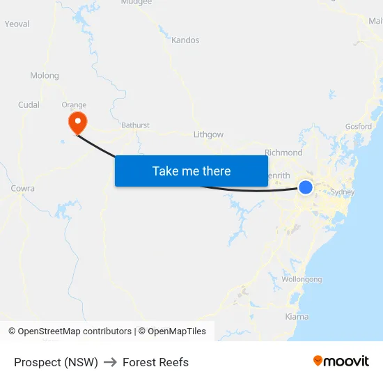 Prospect (NSW) to Forest Reefs map