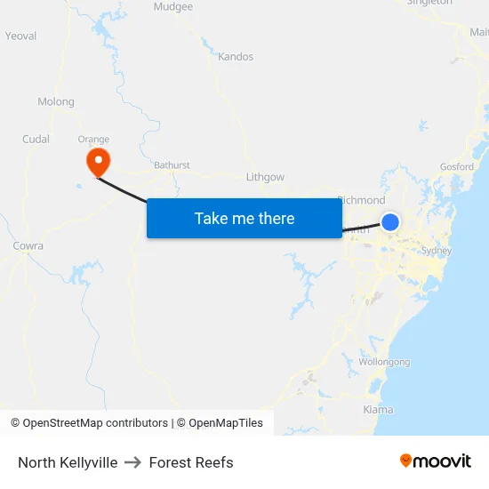 North Kellyville to Forest Reefs map