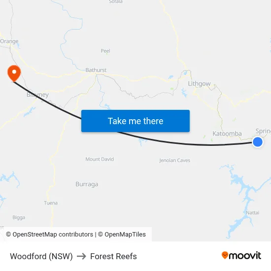 Woodford (NSW) to Forest Reefs map