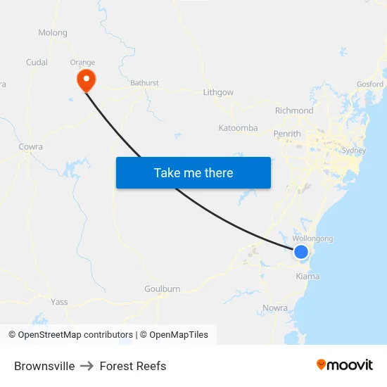 Brownsville to Forest Reefs map