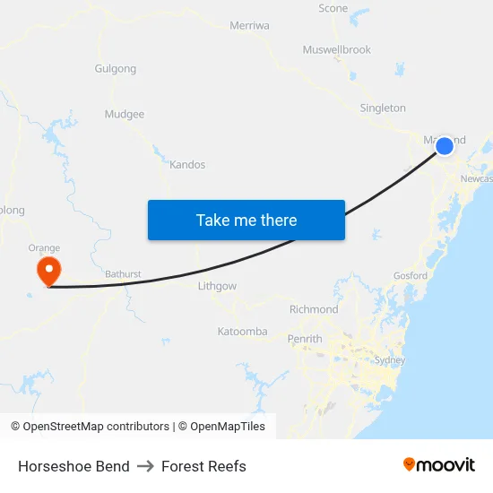 Horseshoe Bend to Forest Reefs map