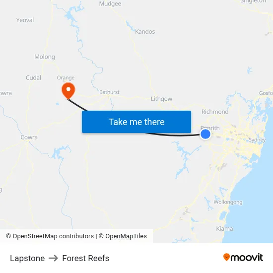 Lapstone to Forest Reefs map