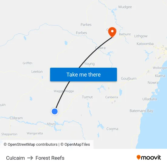 Culcairn to Forest Reefs map