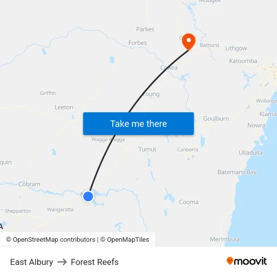 East Albury to Forest Reefs map