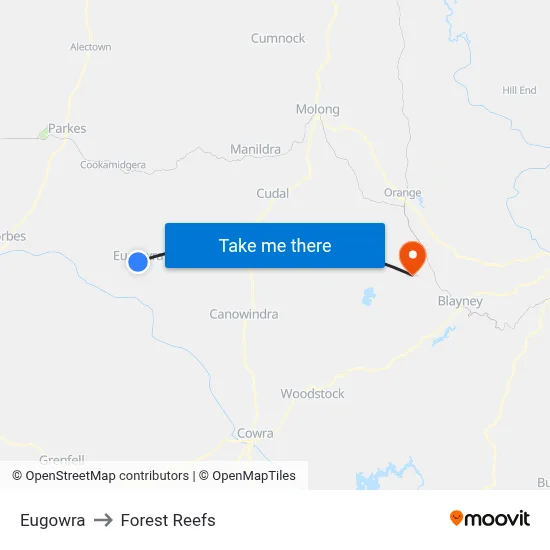 Eugowra to Forest Reefs map