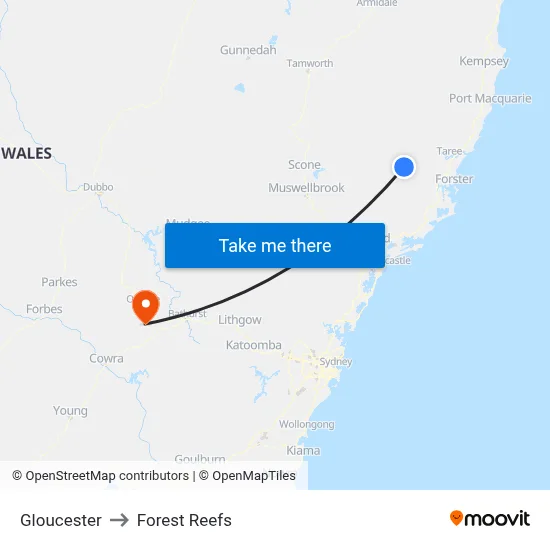 Gloucester to Forest Reefs map