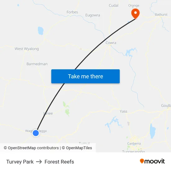 Turvey Park to Forest Reefs map
