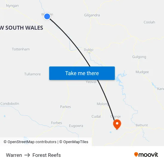 Warren to Forest Reefs map