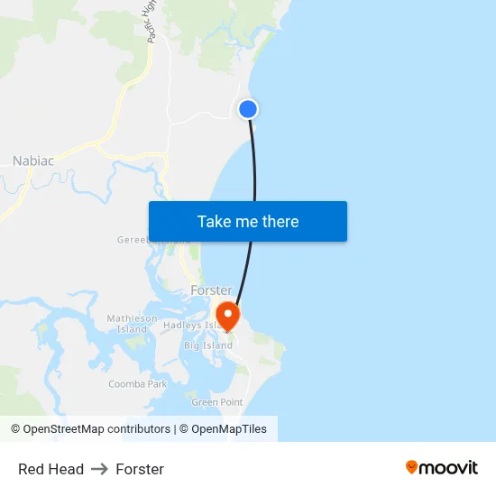 Red Head to Forster map