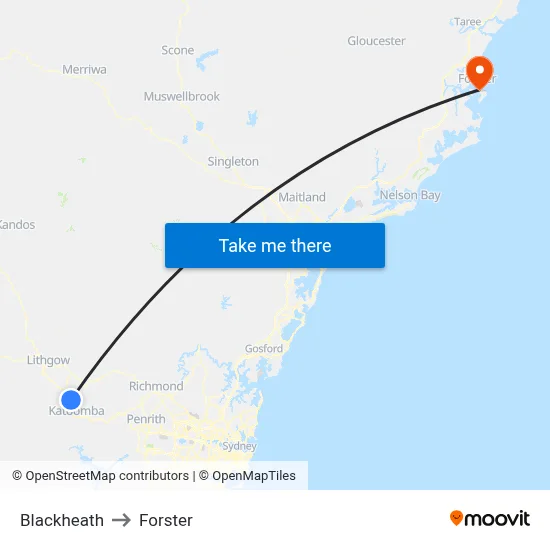 Blackheath to Forster map