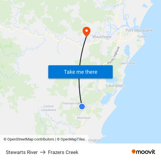 Stewarts River to Frazers Creek map