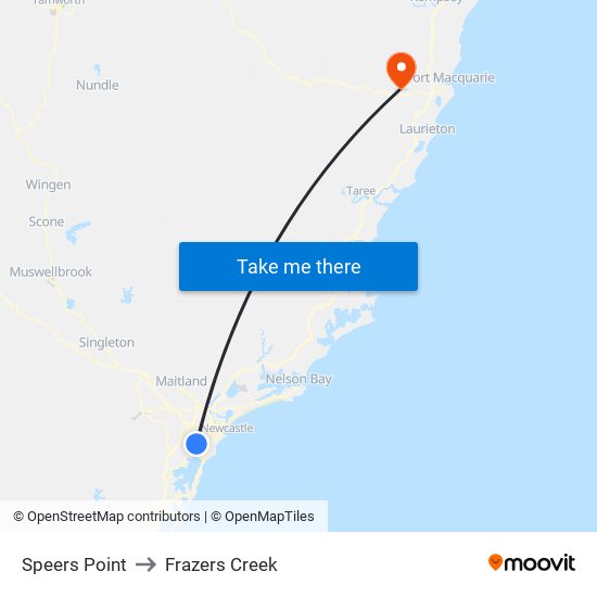 Speers Point to Frazers Creek map