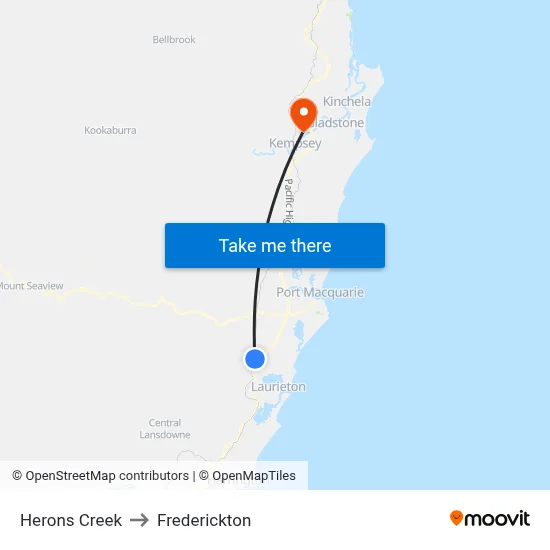 Herons Creek to Frederickton map