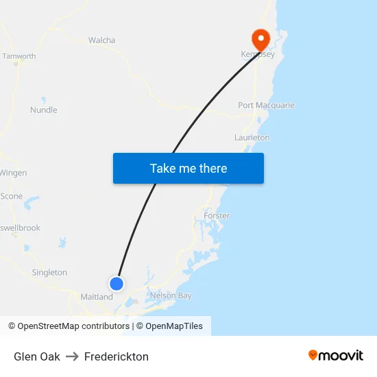 Glen Oak to Frederickton map