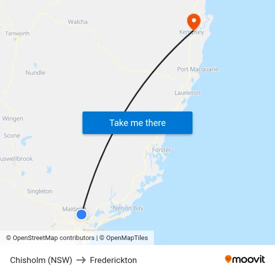 Chisholm (NSW) to Frederickton map