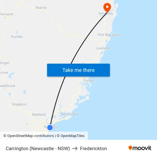 Carrington (Newcastle - NSW) to Frederickton map