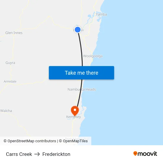 Carrs Creek to Frederickton map