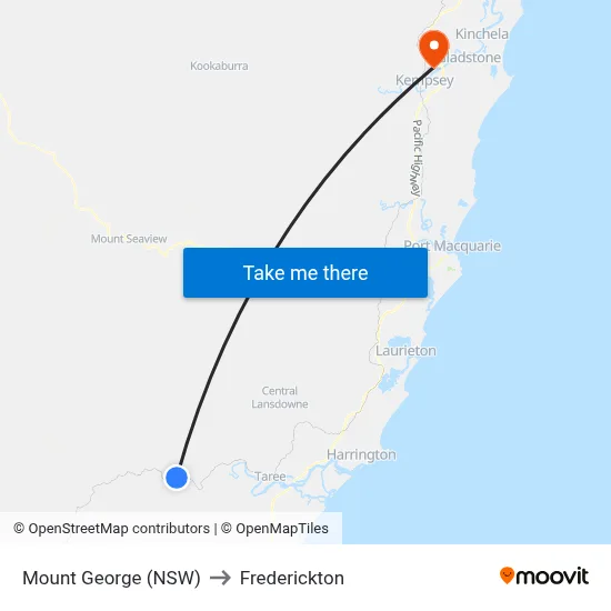 Mount George (NSW) to Frederickton map