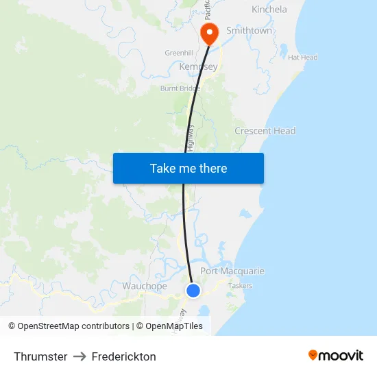 Thrumster to Frederickton map