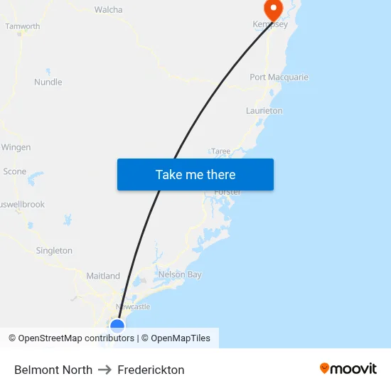 Belmont North to Frederickton map