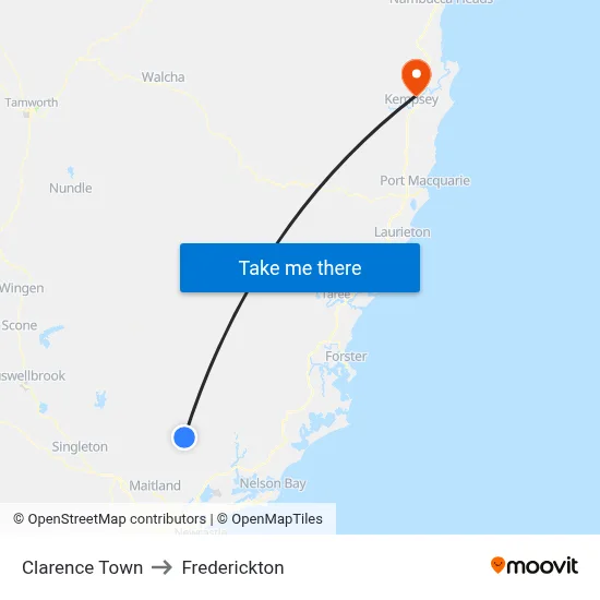 Clarence Town to Frederickton map