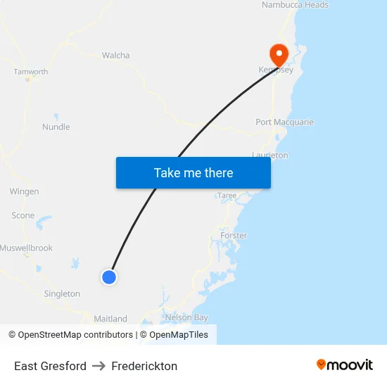 East Gresford to Frederickton map