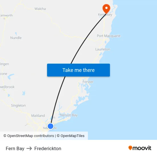 Fern Bay to Frederickton map