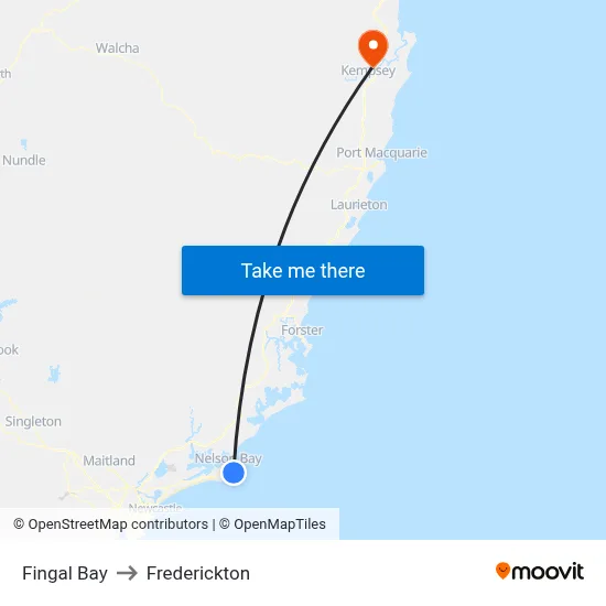 Fingal Bay to Frederickton map