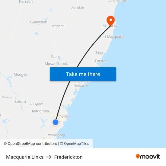 Macquarie Links to Frederickton map