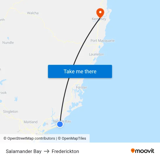 Salamander Bay to Frederickton map