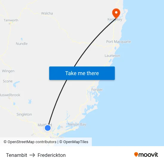 Tenambit to Frederickton map
