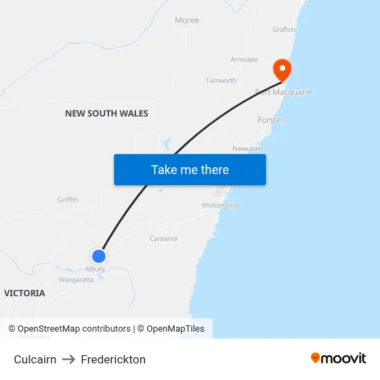 Culcairn to Frederickton map