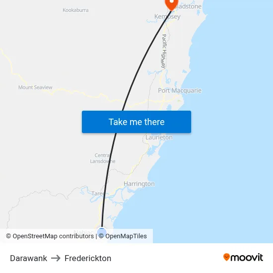 Darawank to Frederickton map