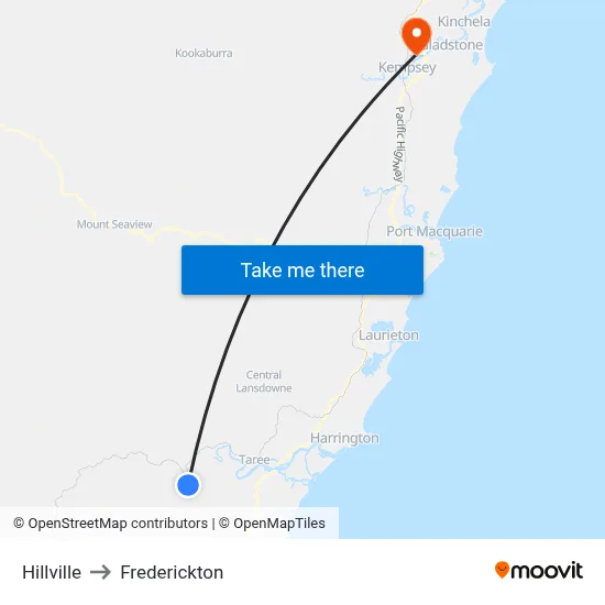 Hillville to Frederickton map