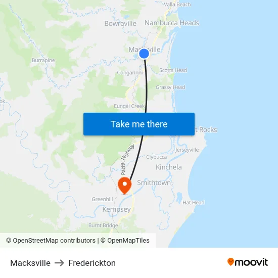 Macksville to Frederickton map
