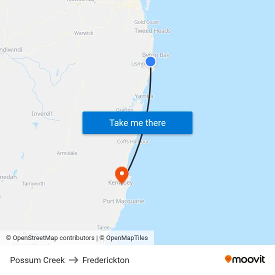 Possum Creek to Frederickton map