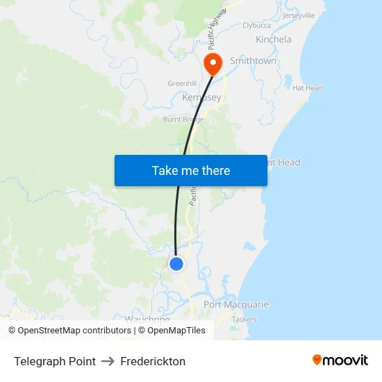 Telegraph Point to Frederickton map